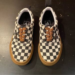 Vans Kids Elastic Lace - (checkerboard gum ) Black B/Classic White